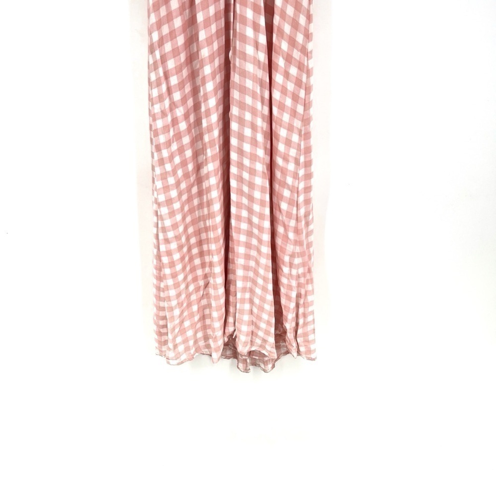 Reformation pink checker deep v neck plunge midi dress SIZE SMALL - Picture 4 of 7